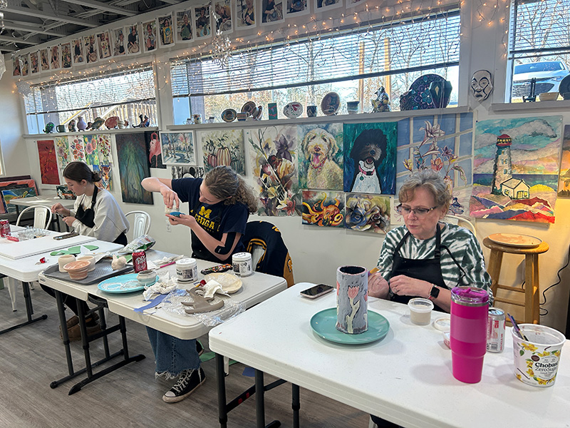 Pottery students