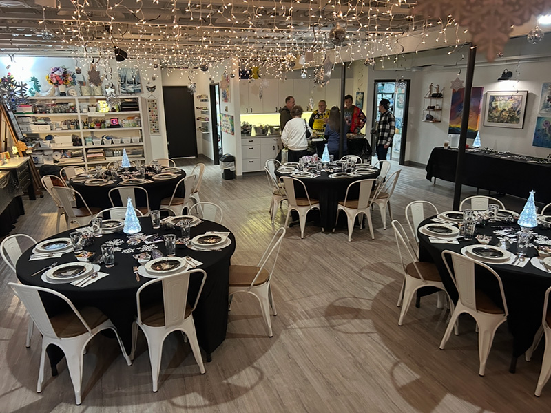 Studio prepped for winter party